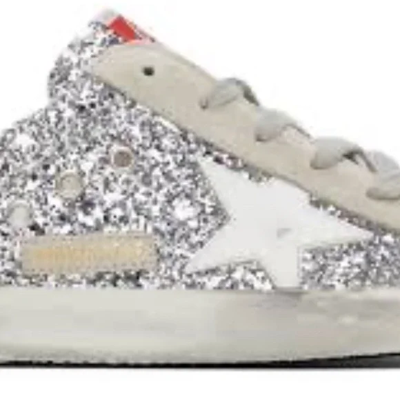 Golden Goose Silver White Athletic Shoes with Glitter - Picture 3 of 3